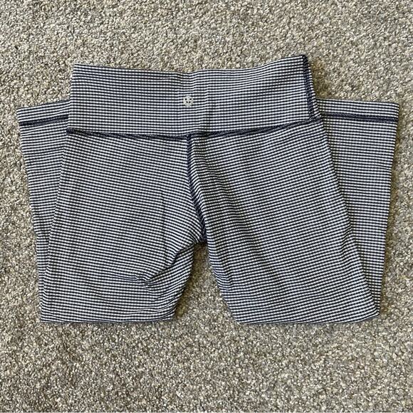 Lululemon Wunder Under Crop Leggings 4 Inkwell Gingham Activewear Athletic - Picture 3 of 5